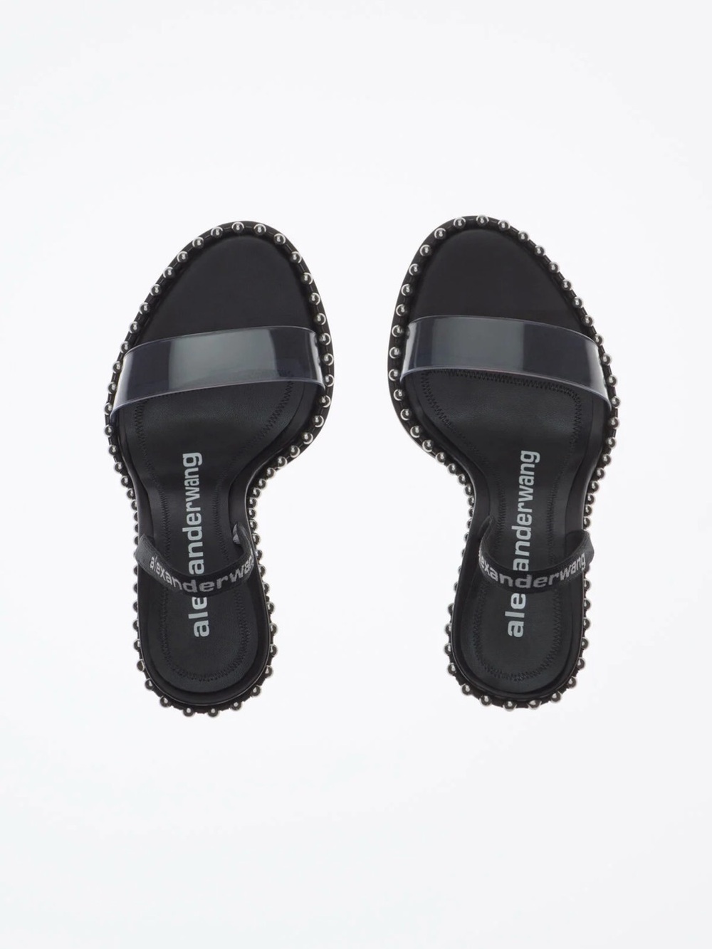 Alexander Wang Black Clear-Band Studded Slide Sandals - Picture 7 of 10
